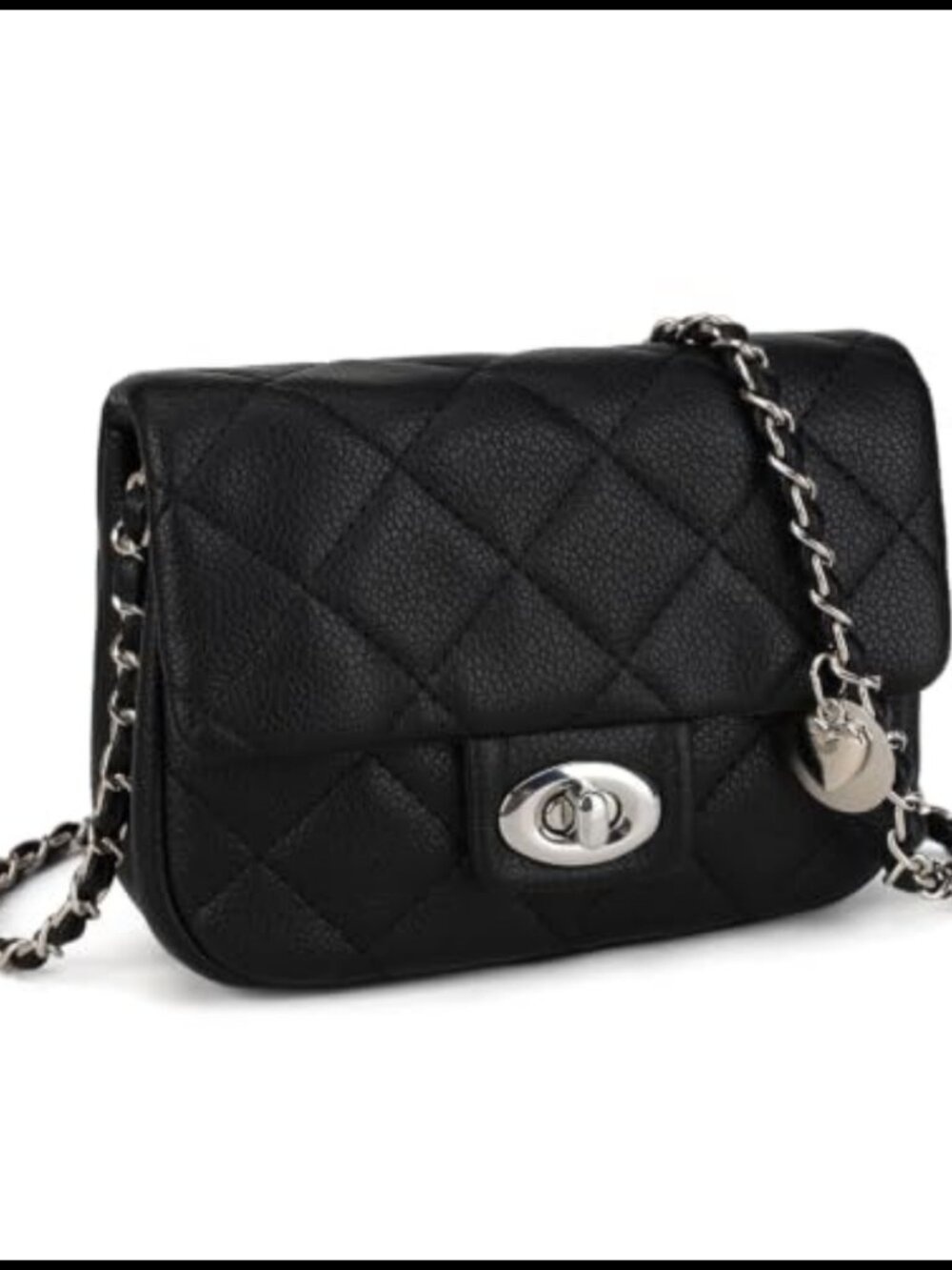 Quilted Vegan Leather Mini Crossbody Purse Chain Strap Shoulder Bag